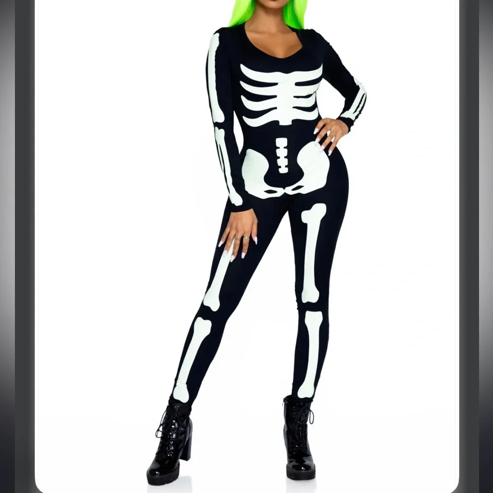 Leg Avenue In The Dark Skeleton‎ Catsuit Women's Halloween Fancy-Dress Costume